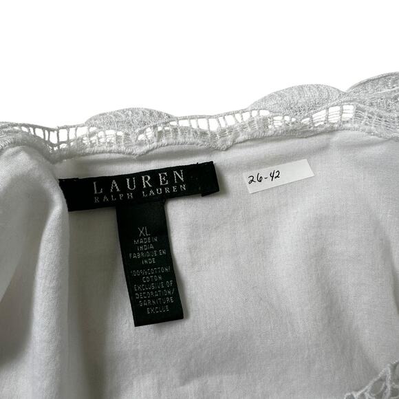 Ralph Lauren White Embroidered Boat Neck Blouse Women's Size XL | 26-42 - Picture 3 of 5